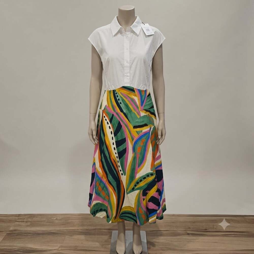 Abstract Print Round Neck Cut Out Sleeveless Mini Dress – ,
